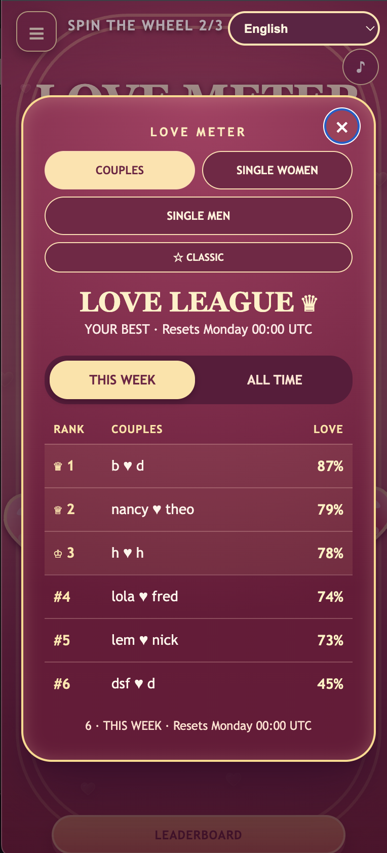 Love Meter screenshot